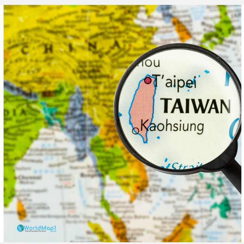 Carte agrandie de Taiwan